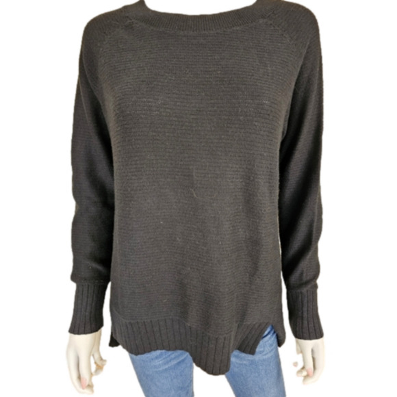 Old Navy Black So Soft Lite Ribbed Crew Neck Long Sleeve Black Sweater Size M - Picture 1 of 9
